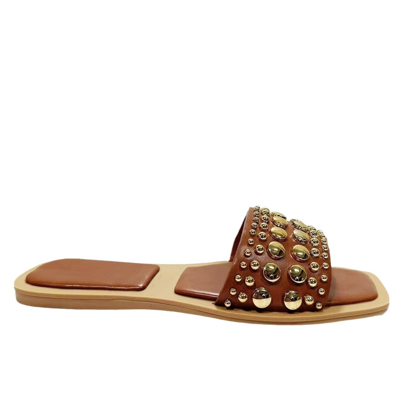 Flat Gold button sandals - Novalito