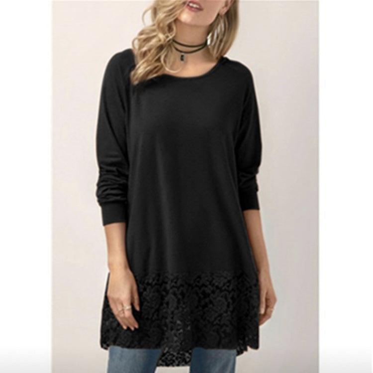 Autumn Long-Sleeved Autumn Lace T-Shirt - Novalito