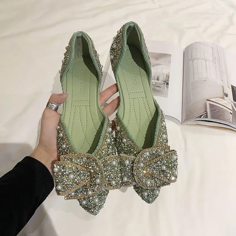 Flats Rhinestone Pointed Toe Shoe - Novalito