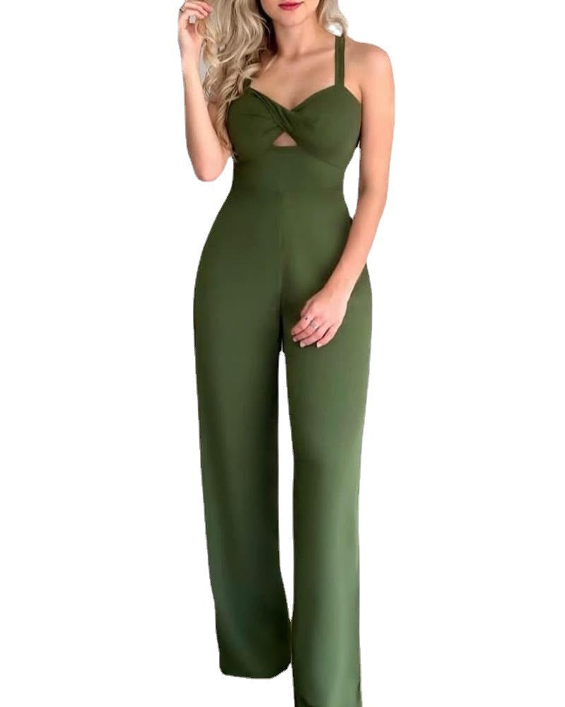 Hollowed out suspender slim fitting jumpsuit - Novalito