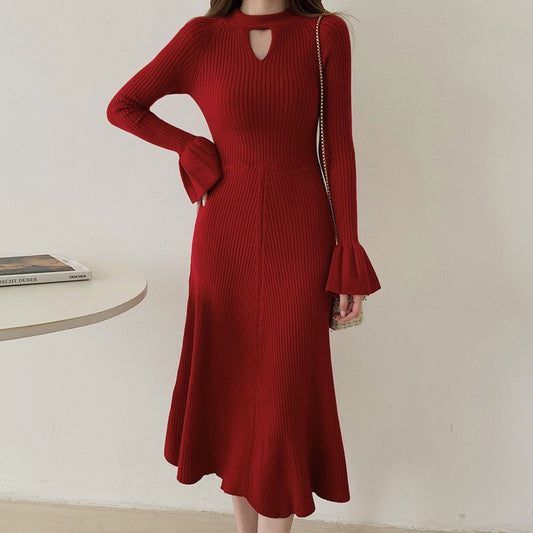 Knitted Long Sleeve Sweater Dress - Novalito