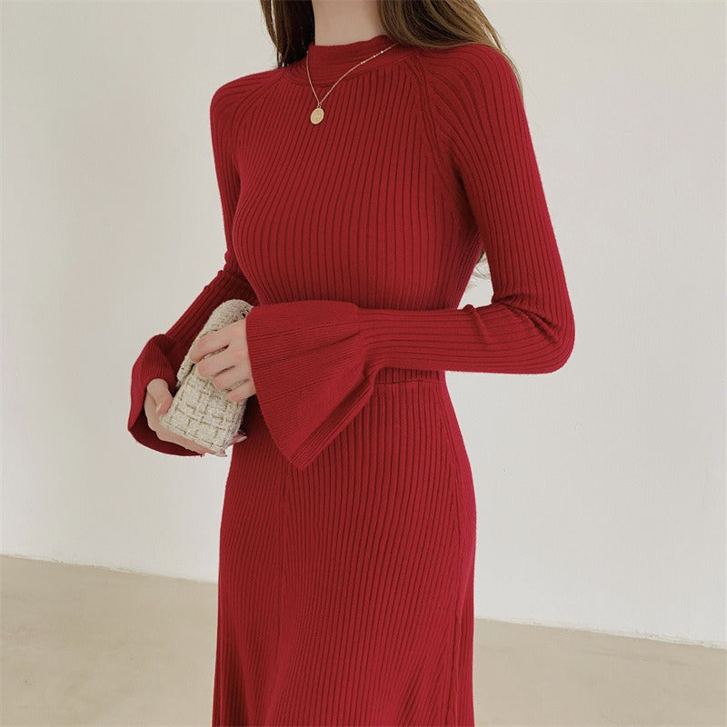 Knitted Long Sleeve Sweater Dress - Novalito