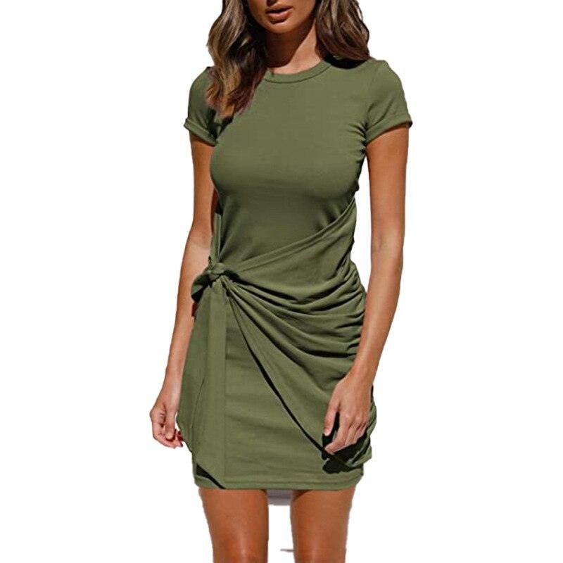 Self Tie Draped Summer T-Shirt Dress - Novalito