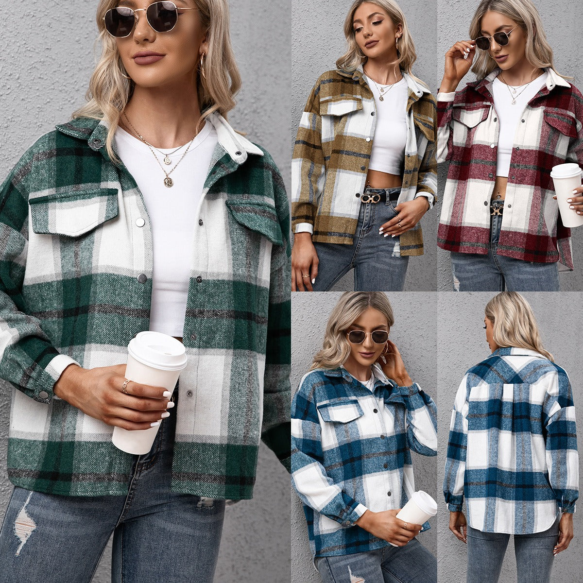 Long sleeved plaid jacket