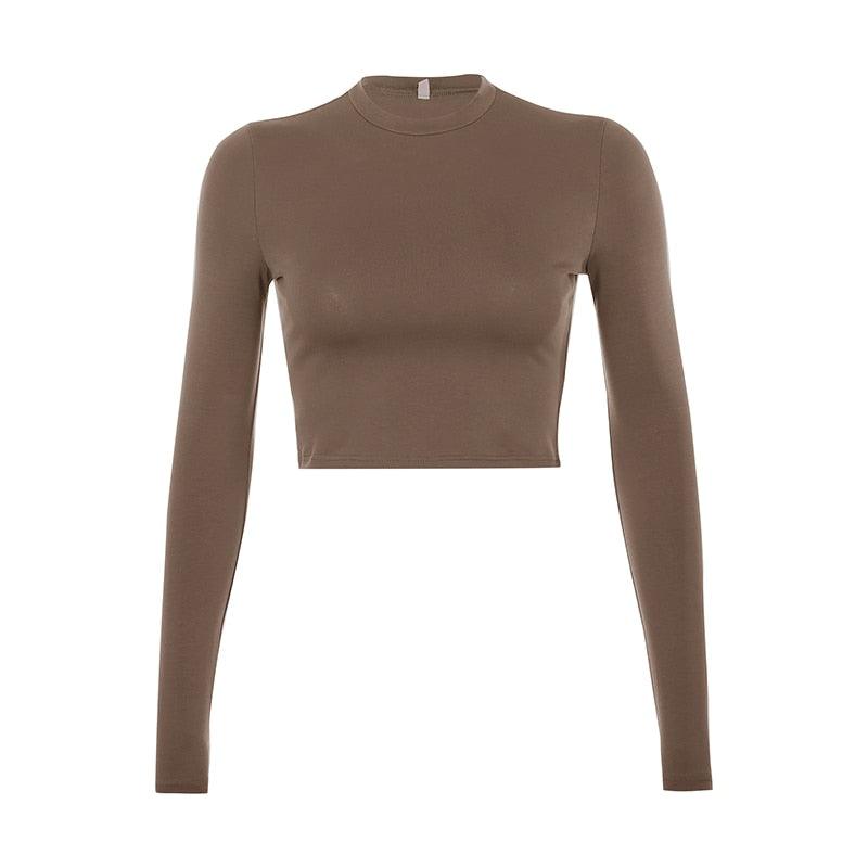 Long Sleeve Korean Crop Top T Shirt - Novalito