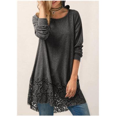 Autumn Long-Sleeved Autumn Lace T-Shirt - Novalito