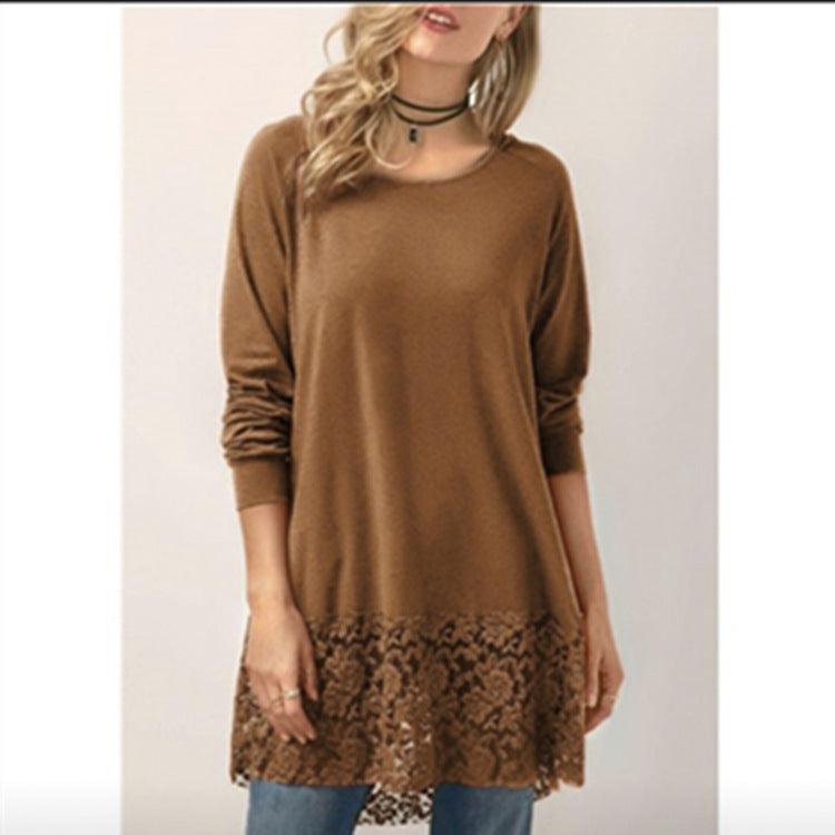 Autumn Long-Sleeved Autumn Lace T-Shirt - Novalito