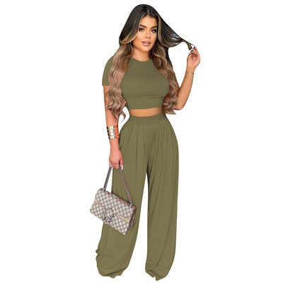 Casual Wide Leg Two Piece Set - Novalito