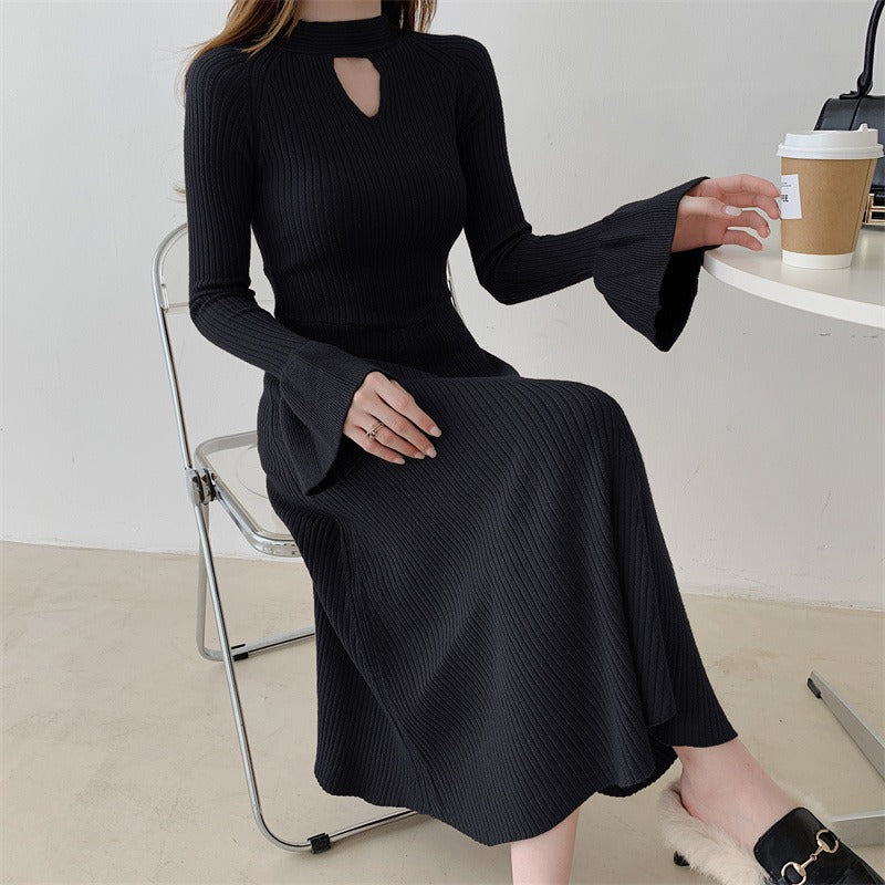 Knitted Long Sleeve Sweater Dress - Novalito