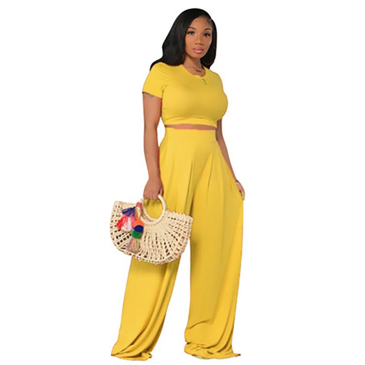 Casual Wide Leg Two Piece Set - Novalito