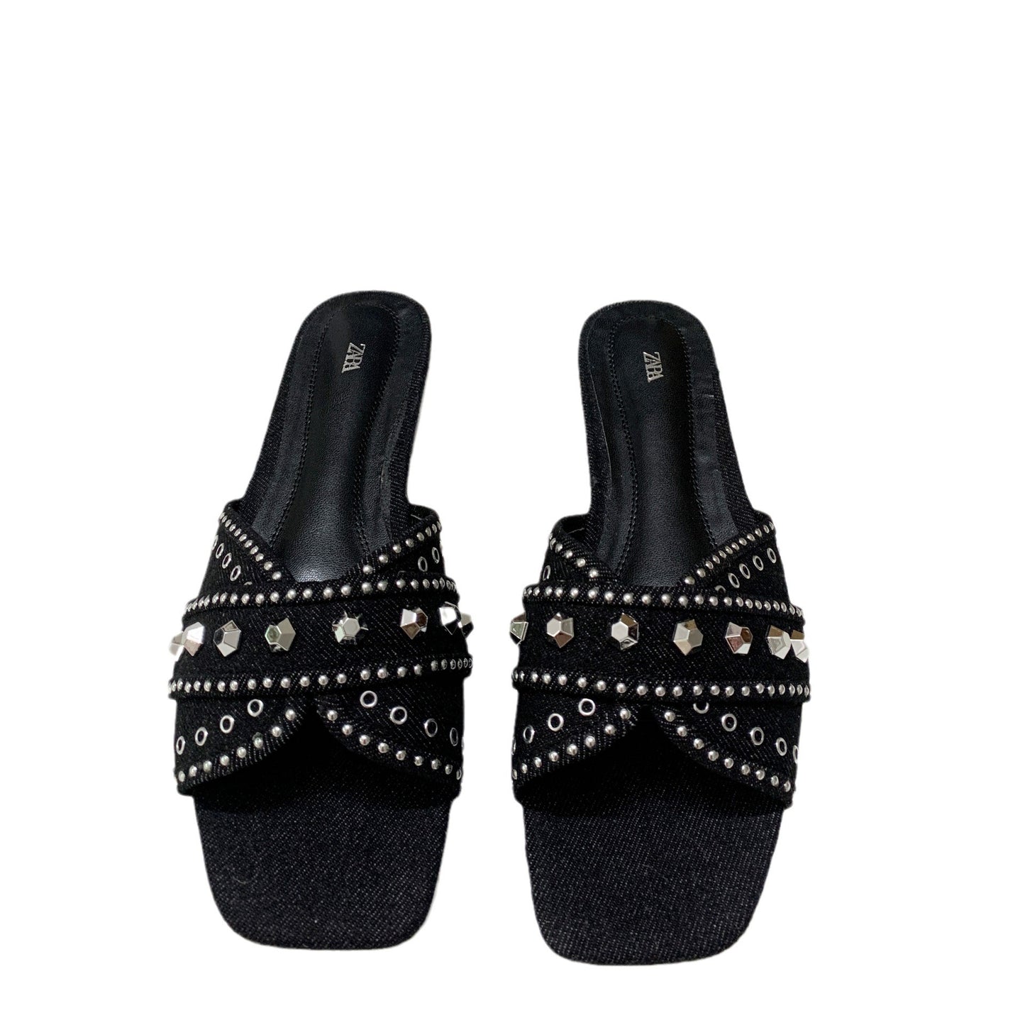 Denim rivets open toe sandals - Novalito