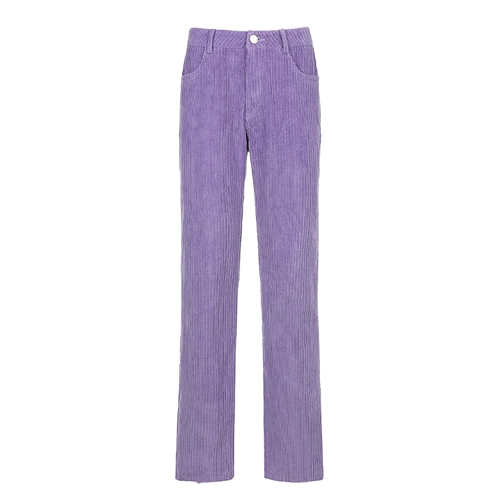 Retro Solid Corduroy High Waist Wide Pants - Novalito