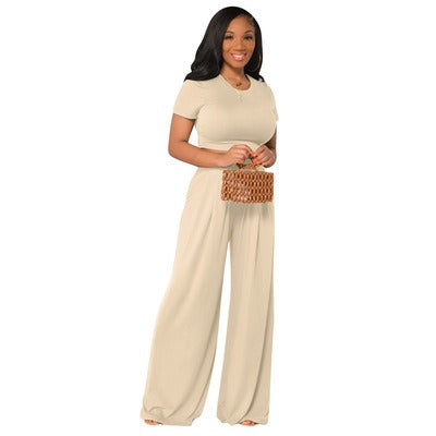 Casual Wide Leg Two Piece Set - Novalito