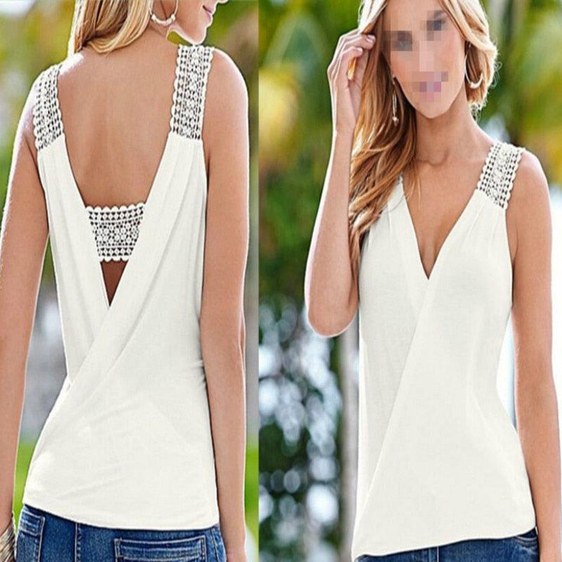 Casual Summer V-neck Tank Top Blouse - Novalito