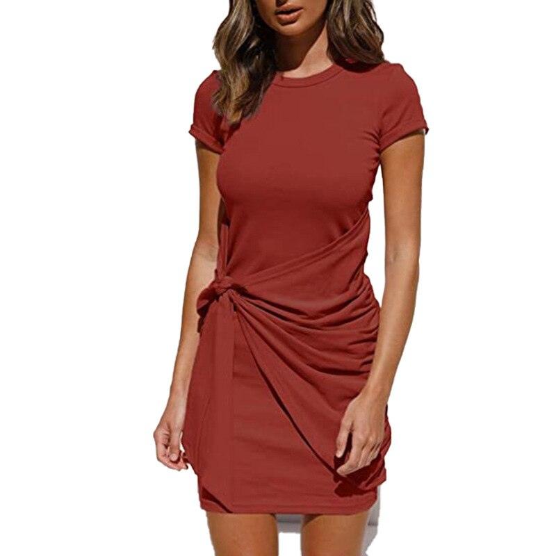 Self Tie Draped Summer T-Shirt Dress - Novalito