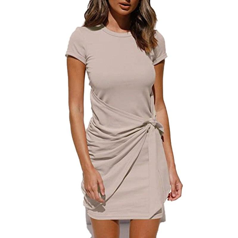 Self Tie Draped Summer T-Shirt Dress - Novalito