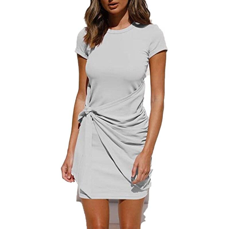 Self Tie Draped Summer T-Shirt Dress - Novalito