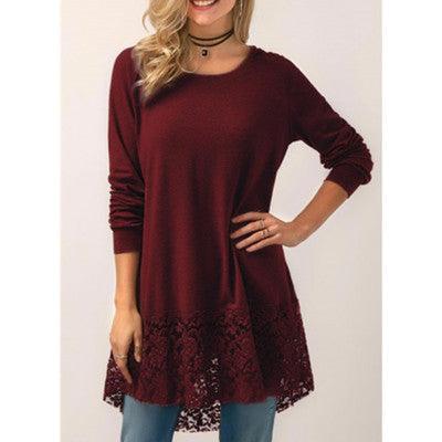 Autumn Long-Sleeved Autumn Lace T-Shirt - Novalito