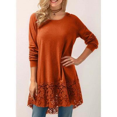 Autumn Long-Sleeved Autumn Lace T-Shirt - Novalito