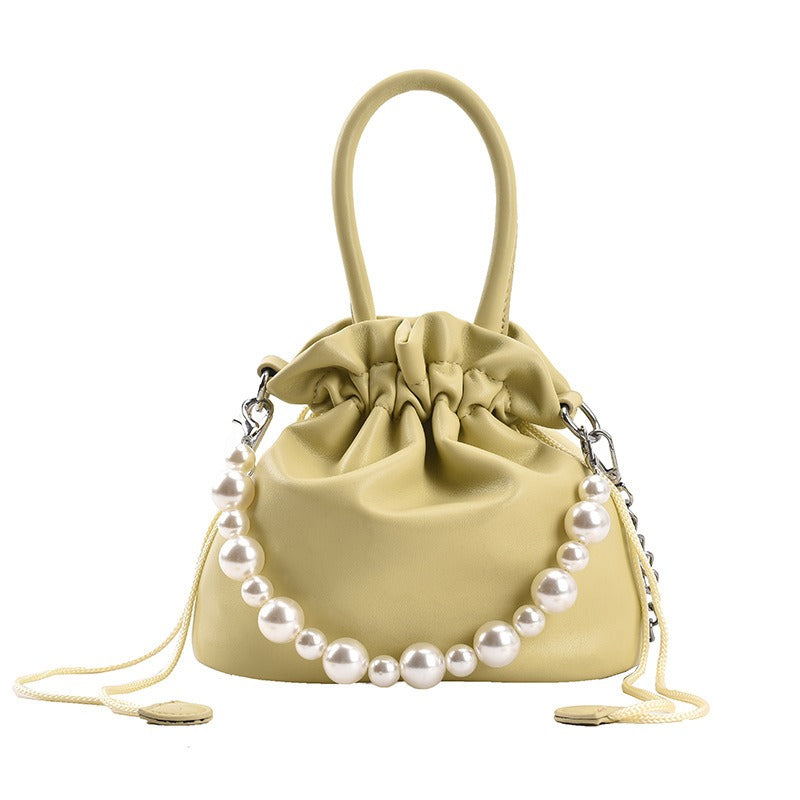 Pearl Chain Pleated Shoulder Handbag - Novalito