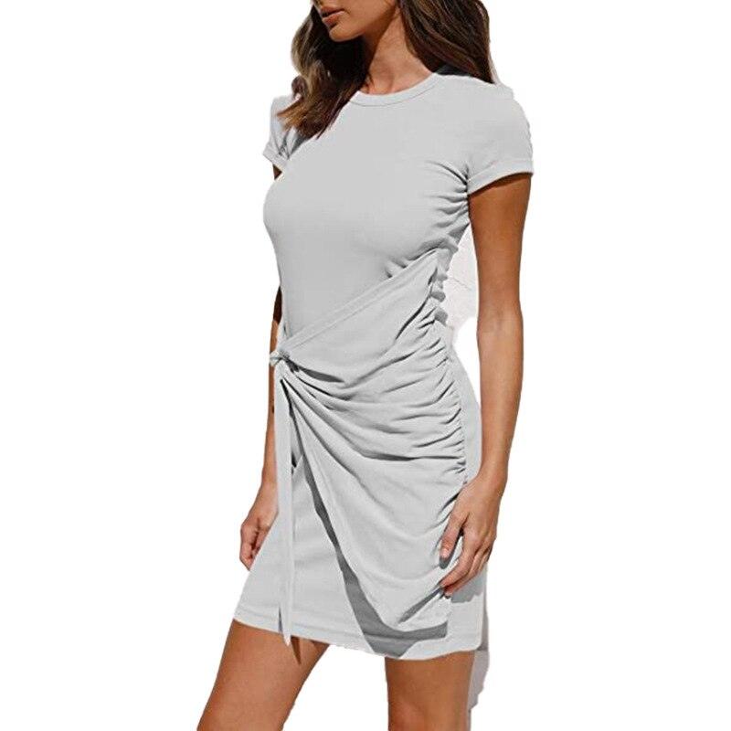 Self Tie Draped Summer T-Shirt Dress - Novalito