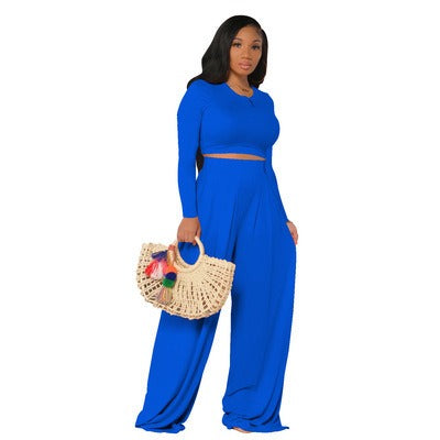 Casual Wide Leg Two Piece Set - Novalito