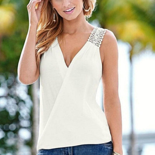 Casual Summer V-neck Tank Top Blouse - Novalito