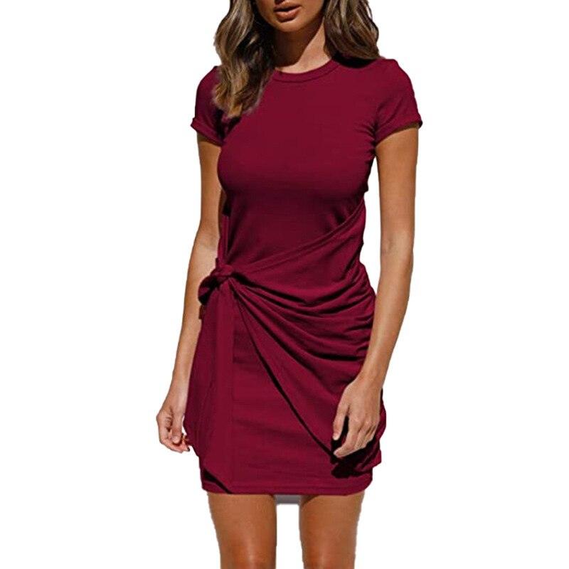 Self Tie Draped Summer T-Shirt Dress - Novalito