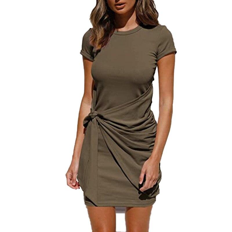 Self Tie Draped Summer T-Shirt Dress - Novalito