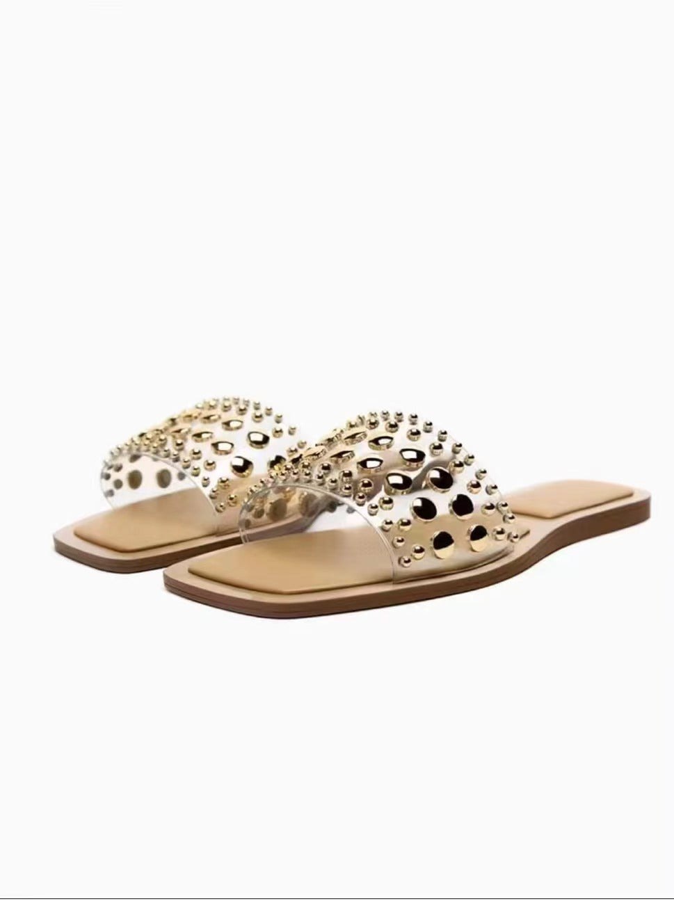 Flat Gold button sandals - Novalito