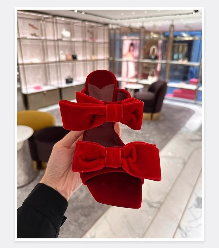 Red Velvet Bow sandals - Novalito