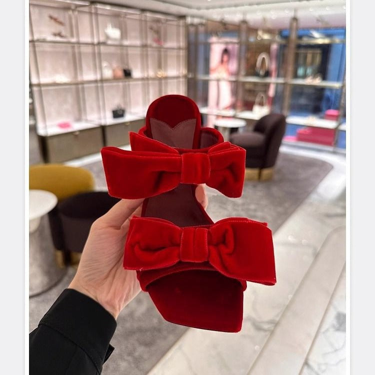 Red Velvet Bow sandals - Novalito