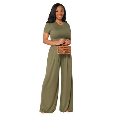 Casual Wide Leg Two Piece Set - Novalito