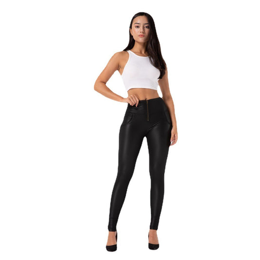 Peach lifting high waist plush leather pants - Novalito