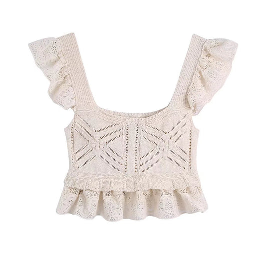 Jacquard Mesh Knitted Pullover Vest - Novalito