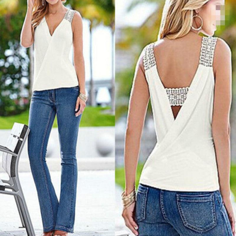 Casual Summer V-neck Tank Top Blouse - Novalito