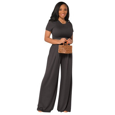 Casual Wide Leg Two Piece Set - Novalito