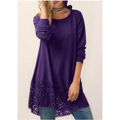 Autumn Long-Sleeved Autumn Lace T-Shirt - Novalito