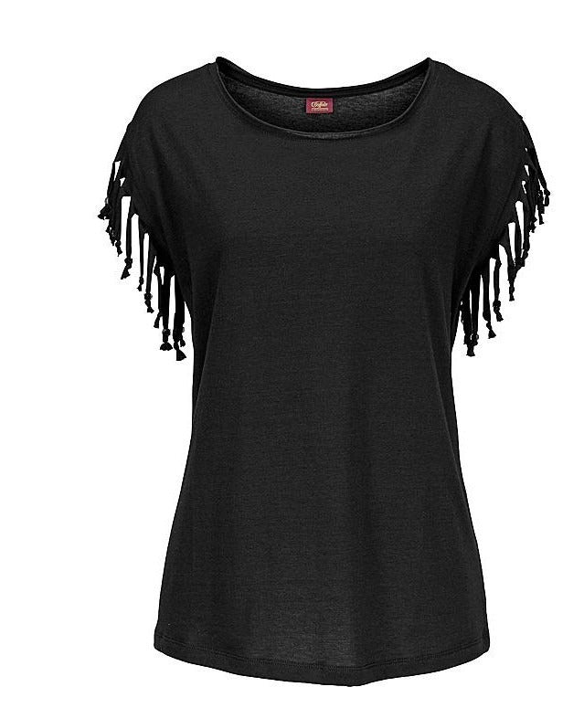 Short sleeved tassel top