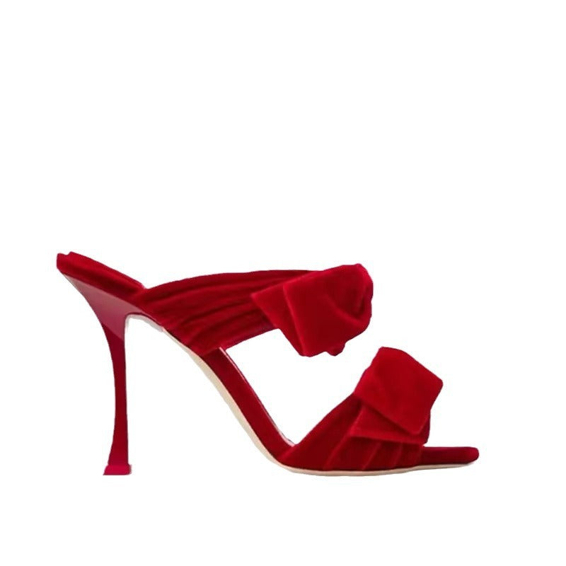 Red Velvet Bow sandals - Novalito